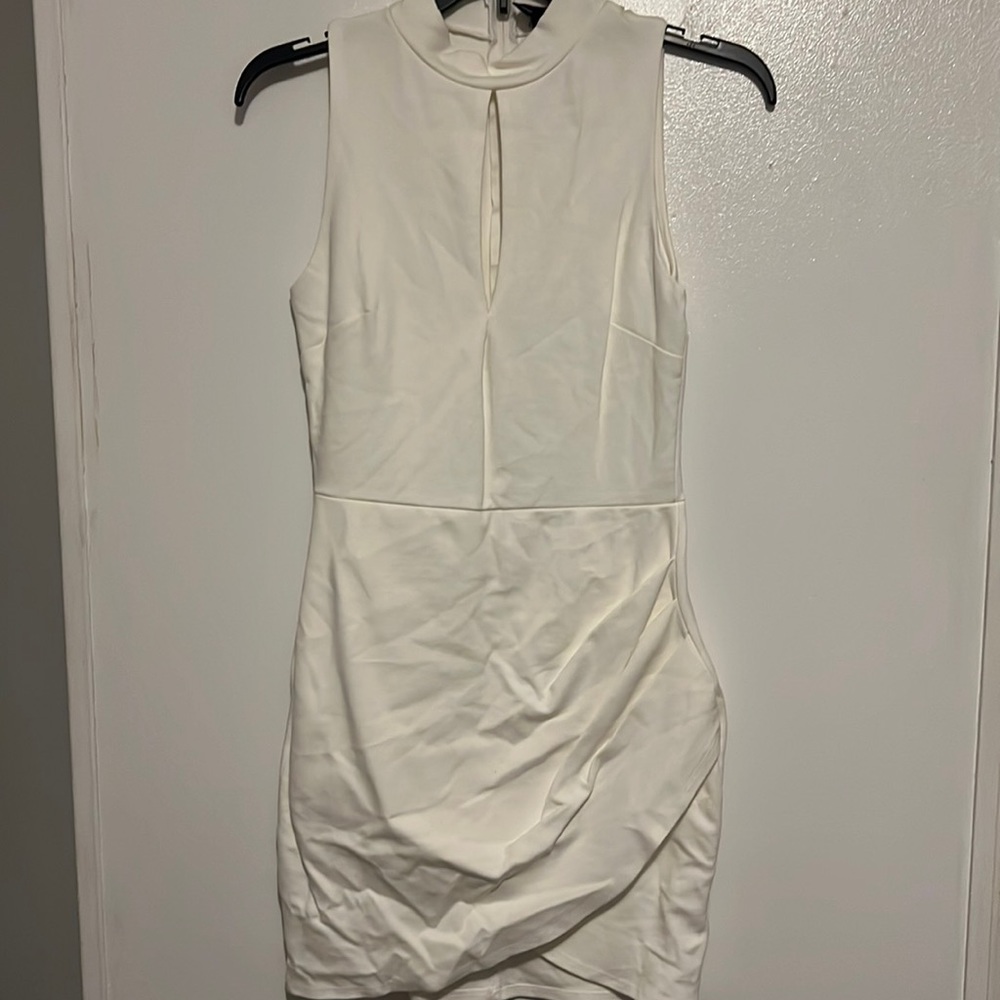 White Deep V neck dress